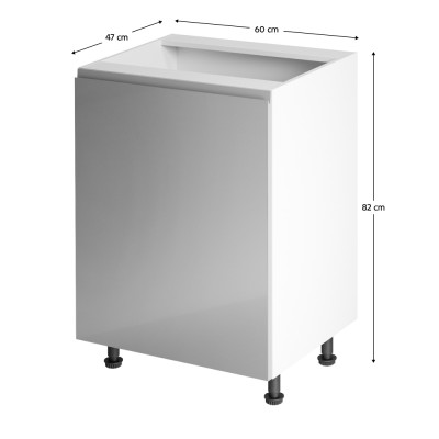 Dulap inferior, alb/ gri extra lucios, bucătăria AURORA