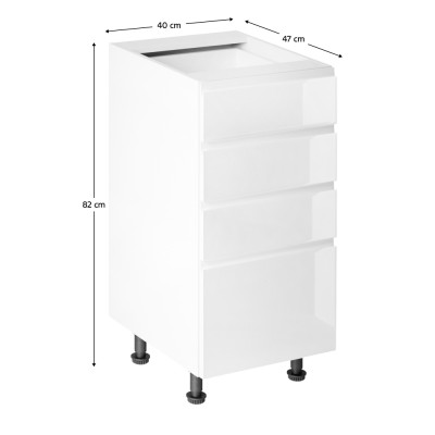 Dulap inferior, alb/alb extra lucios HG, AURORA D40S5