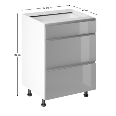 Dulap inferior, alb/gri extra lucios HG, AURORA D60S3