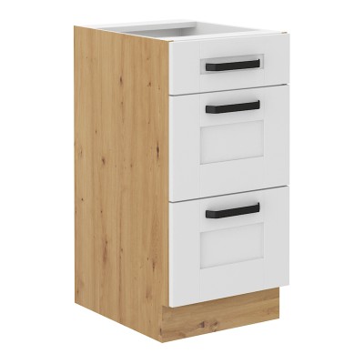 Dulap inferior, alb/stejar artisan, LULA 40 D 3S BB