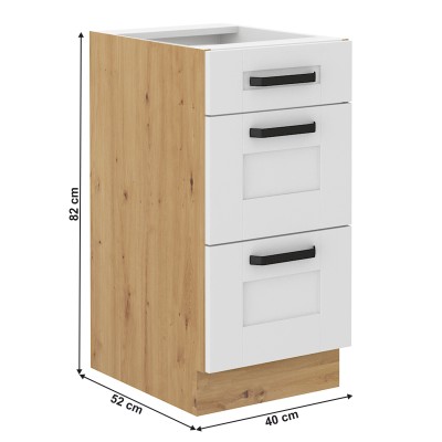 Dulap inferior, alb/stejar artisan, LULA 40 D 3S BB