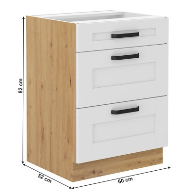 Dulap inferior, alb/stejar artisan, LULA 60 D 3S BB