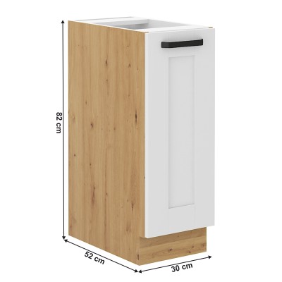 Dulap inferior cu coş glisant, alb/stejar artisan, LULA D30 CARGO