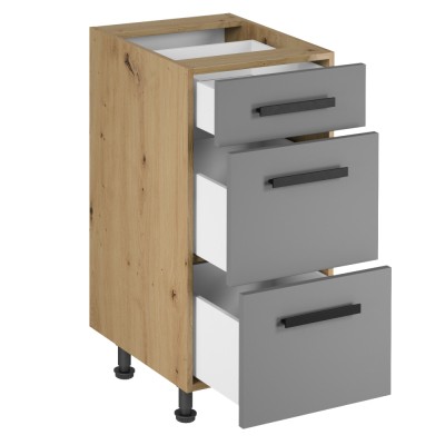 Dulap inferior cu sertare, stejar artizanal/ gri mat, set LANGEN 