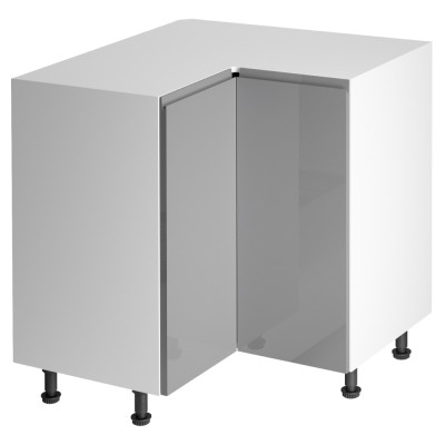 Dulap inferior de colţ, alb/ gri lucios, bucătăria AURORA