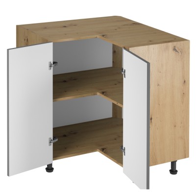 Dulap inferior de colţ, stejar artizanal/ gri mat, set LANGEN