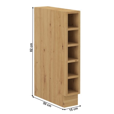 Dulap inferior fără uşă, stejar artisan, LULA 15D OTW BB