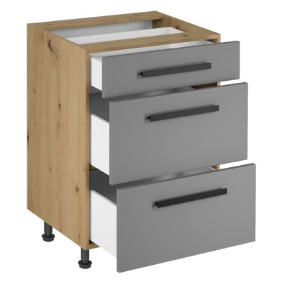 Dulap inferior, stejar artizanal/ gri mat, set LANGEN