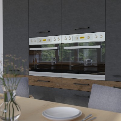 Dulap pentru cuptor încorporabil, stejar lancelot/ gri mat, bucătăria VEGA 2