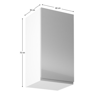 Dulap superior, alb/ gri extra lucios, bucătăria AURORA