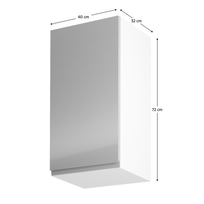 Dulap superior, alb/ gri extra lucios, bucătăria AURORA