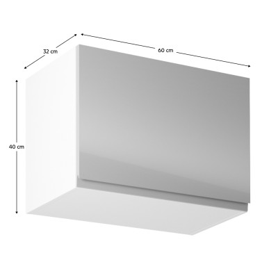 Dulap superior, alb/ gri extra lucios, bucătăria AURORA