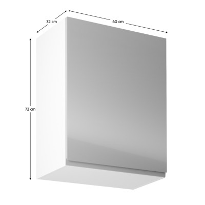 Dulap superior, alb/ gri extra lucios, bucătăria AURORA