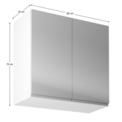 Dulap superior, alb/ gri extra lucios, bucătăria AURORA