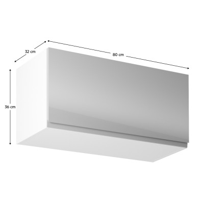 Dulap superior, alb/ gri extra lucios, bucătăria AURORA