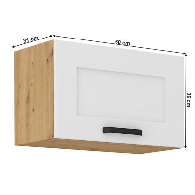 Dulap superior, alb/stejar artisan, LULA 60 GU-36 1F