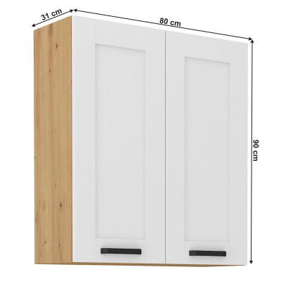 Dulap superior, alb/stejar artisan, LULA 80 G-90 2 F