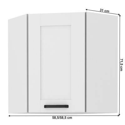Dulap superior de colţ, alb, LULA 58x58 GN-72 1F