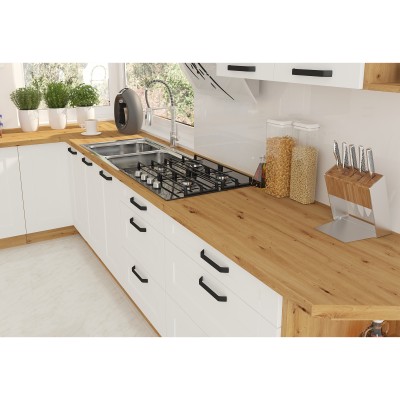 Dulap superior, de colţ, alb/stejar artisan, LULA 58x58 GN-90 1F