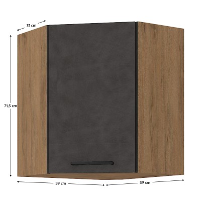 Dulap superior, gri mat/stejar lancelot, VEGA 58x58 GN-72 1F