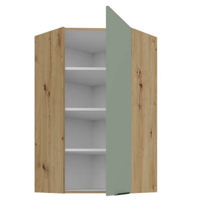 Dulăpior de colţ superior, aquamarine/stejar artisan, ARSANY 60x60 GN-108 1F