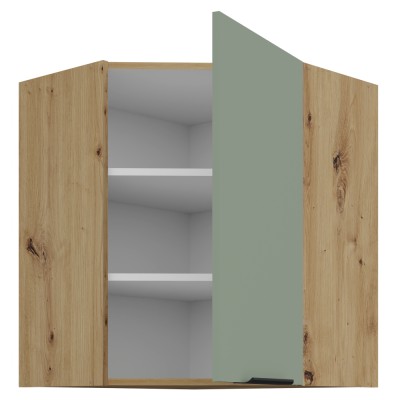 Dulăpior de colţ superior, aquamarine/stejar artisan, ARSANY 60x60 GN-72 1F