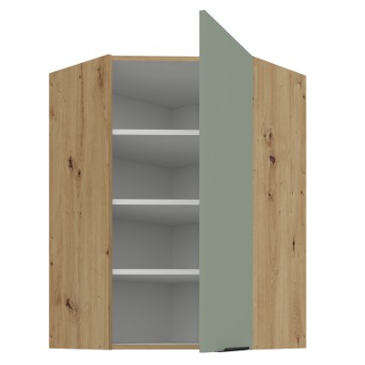 Dulăpior de colţ superior, aquamarine/stejar artisan, ARSANY 60x60 GN-90 1F