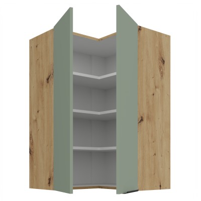 Dulăpior de colţ superior, aquamarine/stejar artisan, ARSANY 60x60 GN-90 2F