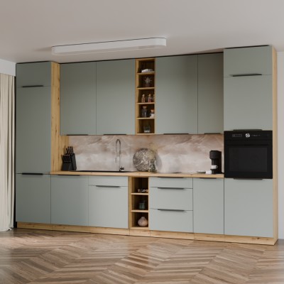 Dulăpior de colţ superior, aquamarine/stejar artisan, ARSANY 60x60 GN-90 2F