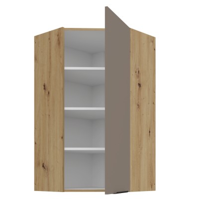 Dulăpior de colţ superior, sandgrau/stejar artisan, FRISBO 60x60 GN-108 1F