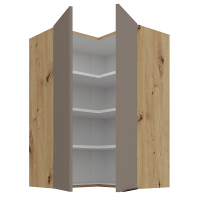 Dulăpior de colţ superior, sandgrau/stejar artisan, FRISBO 60x60 GN-90 2F