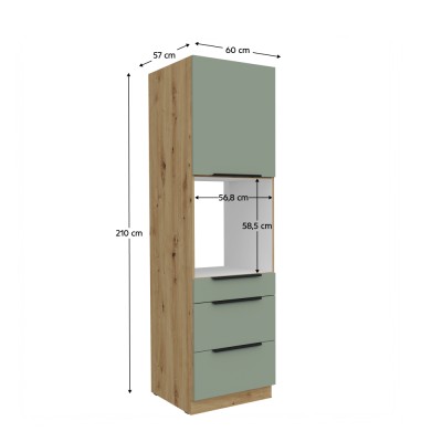 Dulăpior înalt pentru cuptor încorporabil, aquamarine/stejar artisan, ARSANY 60 DPS-210 3S1F