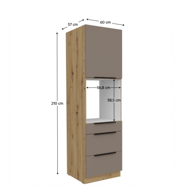 Dulăpior înalt pentru cuptor încorporabil, sandgrau/stejar artisan, FRISBO 60 DPS-210 3S1F
