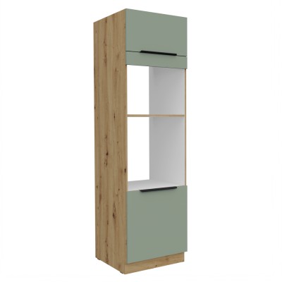 Dulăpior înalt pentru cuptor şi cuptor cu microunde, aquamarine/stejar artisan, ARSANY 60 DPM-210 2F