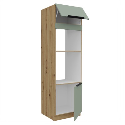 Dulăpior înalt pentru cuptor şi cuptor cu microunde, aquamarine/stejar artisan, ARSANY 60 DPM-210 2F