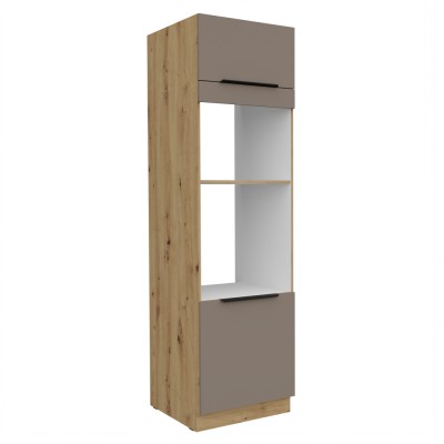 Dulăpior înalt pentru cuptor şi cuptor cu microunde, sandgrau/stejar artisan, FRISBO 60 DPM-210 2F