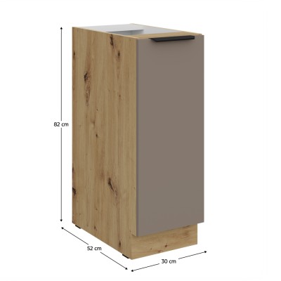 Dulăpior inferior cu coş extensibil, sandgrau/stejar artisan, FRISBO 30 D CARGO BB