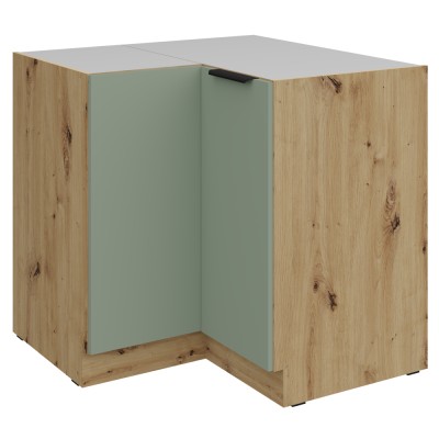 Dulăpior inferior de colţ, aquamarine/stejar artisan, ARSANY 90x90 DN 2F BB