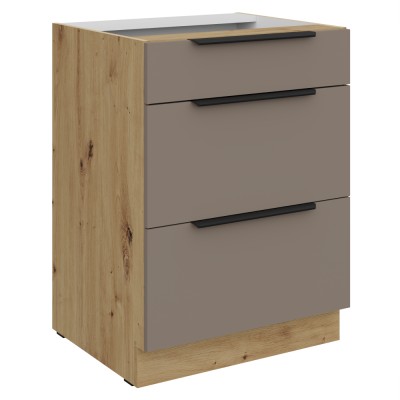 Dulăpior inferior, sandgrau/stejar artisan, FRISBO 60 D 3S BB