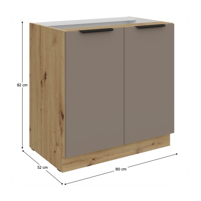 Dulăpior inferior, sandgrau/stejar artisan, FRISBO 80 D 2F BB