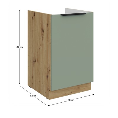 Dulăpior pentru chiuvetă, aquamarine/stejar artisan, ARSANY 50 ZL 1F BB