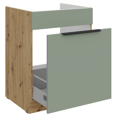 Dulăpior pentru chiuvetă, aquamarine/stejar artisan, ARSANY 60 ZL 1S BB