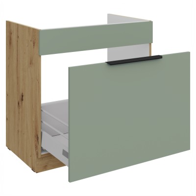 Dulăpior pentru chiuvetă, aquamarine/stejar artisan, ARSANY 80 ZL 1S BB