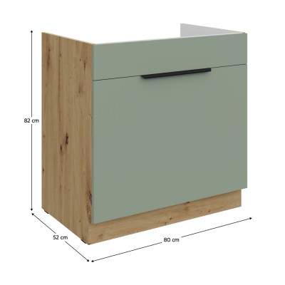 Dulăpior pentru chiuvetă, aquamarine/stejar artisan, ARSANY 80 ZL 1S BB