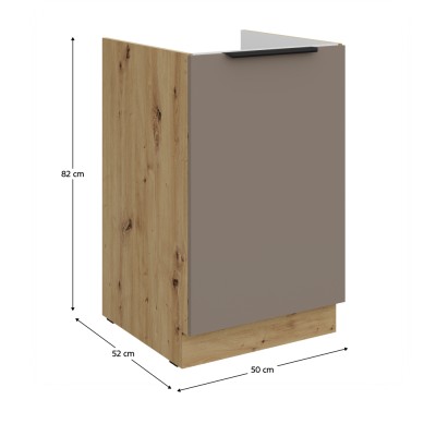 Dulăpior pentru chiuvetă, sandgrau/stejar artisan, FRISBO 50 ZL 1F BB
