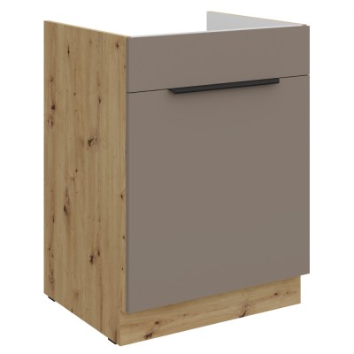 Dulăpior pentru chiuvetă, sandgrau/stejar artisan, FRISBO 60 ZL 1S BB