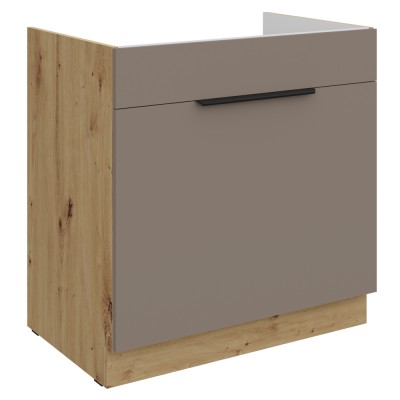 Dulăpior pentru chiuvetă, sandgrau/stejar artisan, FRISBO 80 ZL 1S BB