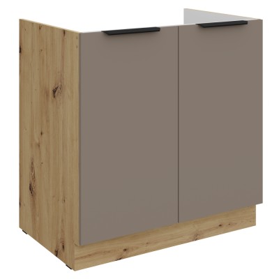 Dulăpior pentru chiuvetă, sandgrau/stejar artisan, FRISBO 80 ZL 2F BB