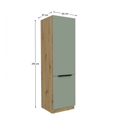 Dulăpior pentru frigider încorporabil, aquamarine/stejar artisan, ARSANY 60 LO-210 2F