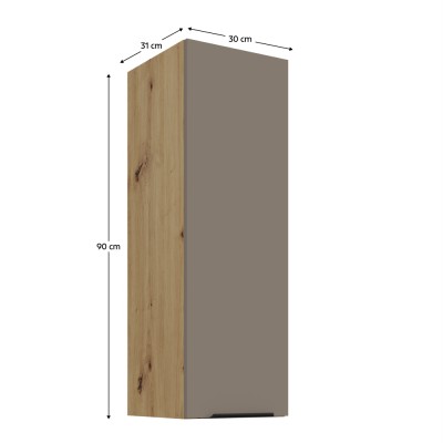 Dulăpior superior, sandgrau/stejar artisan, FRISBO 30 G-90 1F